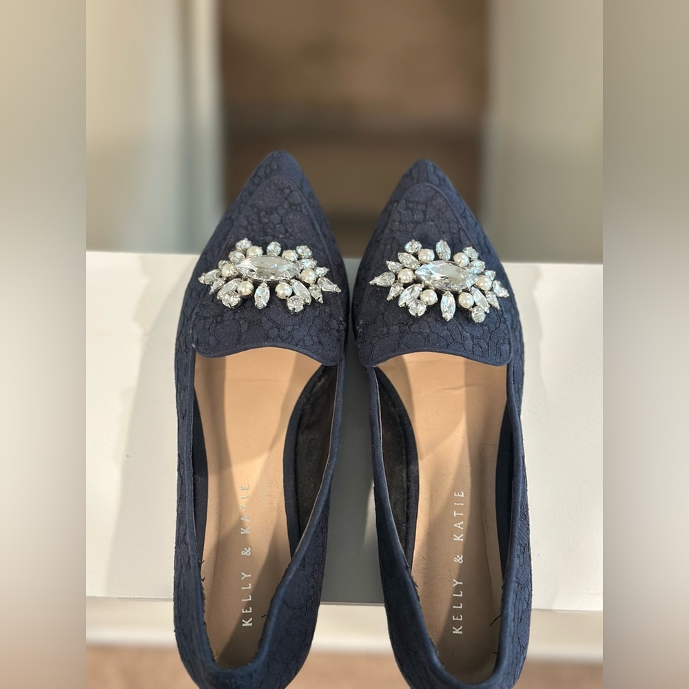 Kelly & Katie Dark Blue Embellished Flats